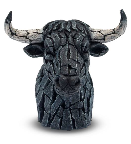 Busto cabeza toro ebony tree bark - TREE BARK, Negro